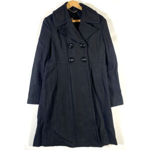 Guess Wool Overcoat Coat Jacket Size M Womens Black Babydoll Button Y2K Preppy